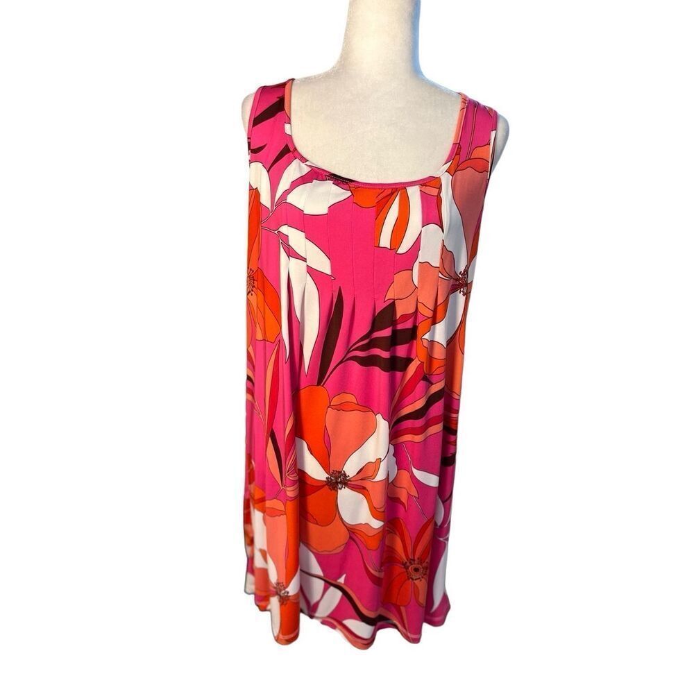 Makenzie & James hot pink and orange floral sleeveless slip dress - S
